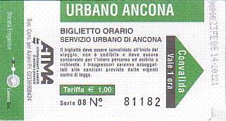 Communication of the city: Ancona (Włochy) - ticket abverse
