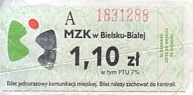 Communication of the city: Bielsko-Biała (Polska) - ticket abverse. <IMG SRC=img_upload/_0wymiana2.png>