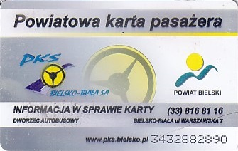 Communication of the city: Bielsko-Biała (Polska) - ticket abverse. <IMG SRC=img_upload/_chip.png alt="plastikowa karta elektroniczna, karta miejska">