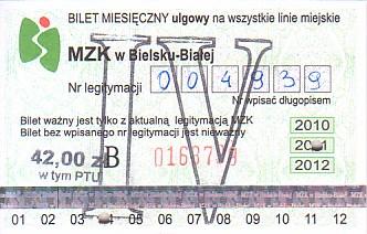 Communication of the city: Bielsko-Biała (Polska) - ticket abverse