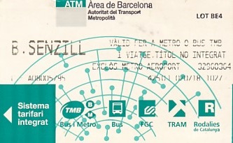 Communication of the city: Barcelona (Hiszpania) - ticket abverse. <IMG SRC=img_upload/_0wymiana2.png>