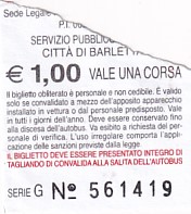 Communication of the city: Barletta (Włochy) - ticket abverse