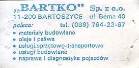 Communication of the city: Bartoszyce (Polska) - ticket reverse