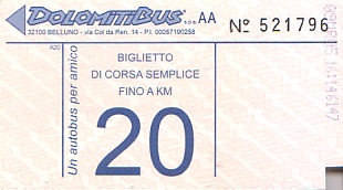 Communication of the city: Belluno (Włochy) - ticket abverse