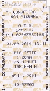 Communication of the city: Bergamo (Włochy) - ticket abverse