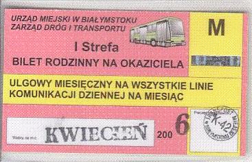 Communication of the city: Białystok (Polska) - ticket abverse