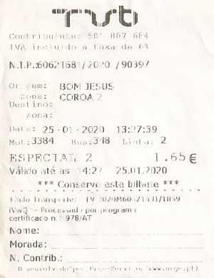 Communication of the city: Braga (Portugalia) - ticket abverse. <IMG SRC=img_upload/_0wymiana2.png>