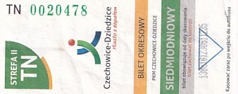 Communication of the city: Czechowice-Dziedzice (Polska) - ticket abverse. 
