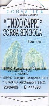 Communication of the city: Capri (Włochy) - ticket abverse