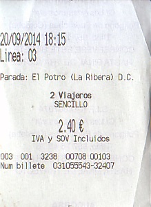 Communication of the city: Córdoba (Hiszpania) - ticket abverse