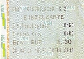 Communication of the city: Einbeck (Niemcy) - ticket abverse