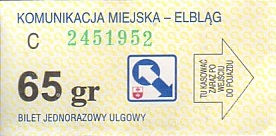 Communication of the city: Elbląg (Polska) - ticket abverse