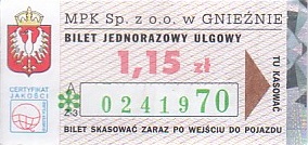 Communication of the city: Gniezno (Polska) - ticket abverse. hologram - nieregularne płytki