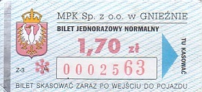 Communication of the city: Gniezno (Polska) - ticket abverse. hologram - kwadraciki