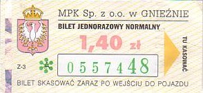 Communication of the city: Gniezno (Polska) - ticket abverse. hologram - nieregularne płytki
