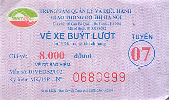 Communication of the city: Hà Nội (Wietnam) - ticket abverse