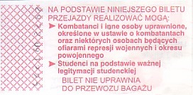 Communication of the city: Jelenia Góra (Polska) - ticket reverse