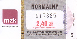 Communication of the city: Kędzierzyn-Koźle (Polska) - ticket abverse. <IMG SRC=img_upload/_0karnet.png alt="karnet">
