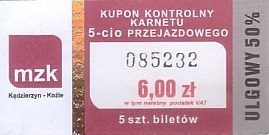 Communication of the city: Kędzierzyn-Koźle (Polska) - ticket abverse. <IMG SRC=img_upload/_0karnetkk.png alt="kupon kontrolny karnetu"><IMG SRC=img_upload/_0wymiana2.png>
