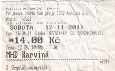 Communication of the city: Karviná (Czechy) - ticket abverse. <IMG SRC=img_upload/_0wymiana2.png>