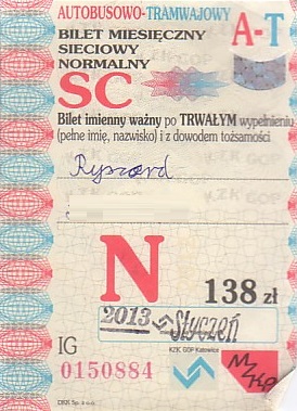 Communication of the city: Katowice (Polska) - ticket abverse. 