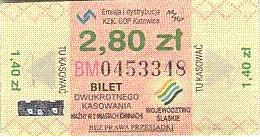 Communication of the city: Katowice (Polska) - ticket abverse. <IMG SRC=img_upload/_0wymiana2.png>