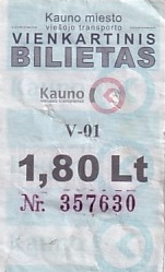 Communication of the city: Kaunas (Litwa) - ticket abverse. <IMG SRC=img_upload/_0wymiana2.png>