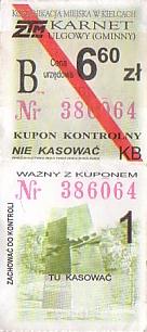 Communication of the city: Kielce (Polska) - ticket abverse. <IMG SRC=img_upload/_0karnetkk.png alt="kupon kontrolny karnetu"><IMG SRC=img_upload/_pasekIRISAFE.png alt="pasek IRISAFE">