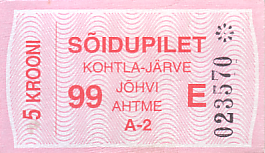 Communication of the city: Kohtla-Järve (Estonia) - ticket abverse