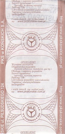 Communication of the city: Końskie (Polska) - ticket reverse