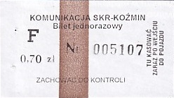 Communication of the city: Koźmin Wielkopolski (Polska) - ticket abverse