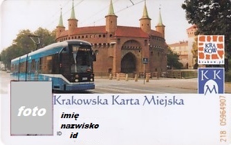 Communication of the city: Kraków (Polska) - ticket abverse. <IMG SRC=img_upload/_chip.png alt="plastikowa karta elektroniczna, karta miejska">