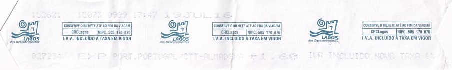 Communication of the city: Lagos (Portugalia) - ticket abverse. <IMG SRC=img_upload/_0wymiana2.png>