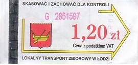 Communication of the city: Łódź (Polska) - ticket abverse