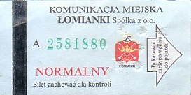 Communication of the city: Łomianki (Polska) - ticket abverse