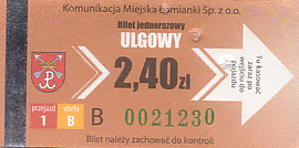 Communication of the city: Łomianki (Polska) - ticket abverse. <IMG SRC=img_upload/_0wymiana2.png>
