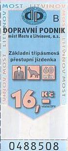 Communication of the city: Most (Czechy) - ticket abverse