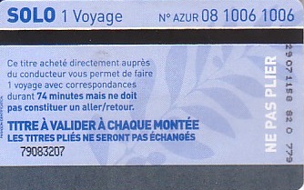Communication of the city: Nice (Francja) - ticket reverse