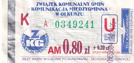 Communication of the city: Olkusz (Polska) - ticket abverse. 