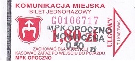 Communication of the city: Opoczno (Polska) - ticket abverse. <IMG SRC=img_upload/_przebitka.png alt="przebitka">