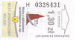 Communication of the city: Opole (Polska) - ticket abverse. <IMG SRC=img_upload/_pasekIRISAFE6.png alt="pasek IRISAFE">