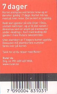 Communication of the city: Oslo (Norwegia) - ticket reverse
