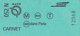 Communication of the city: Paris (Francja) - ticket abverse. 