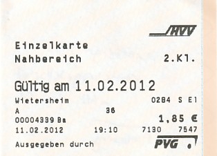 Communication of the city: Pinneberg (Niemcy) - ticket abverse