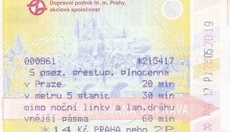 Communication of the city: Praha (Czechy) - ticket abverse. <IMG SRC=img_upload/_0wymiana2.png> bez hologramu na rewersie
