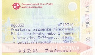 Communication of the city: Praha (Czechy) - ticket abverse. <IMG SRC=img_upload/_0wymiana2.png>