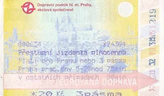 Communication of the city: Praha (Czechy) - ticket abverse. <IMG SRC=img_upload/_0wymiana2.png> bez hologramu