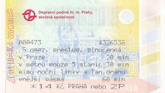Communication of the city: Praha (Czechy) - ticket abverse. hologram na rewersie