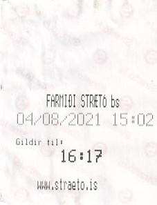 Communication of the city: Reykjavík (Islandia) - ticket abverse
