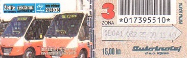 Communication of the city: Rijeka (Chorwacja) - ticket abverse